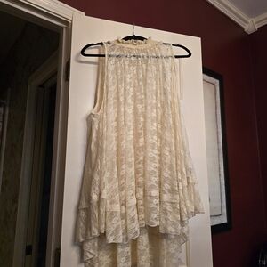 Free People Cream Lace Sleeveless Top